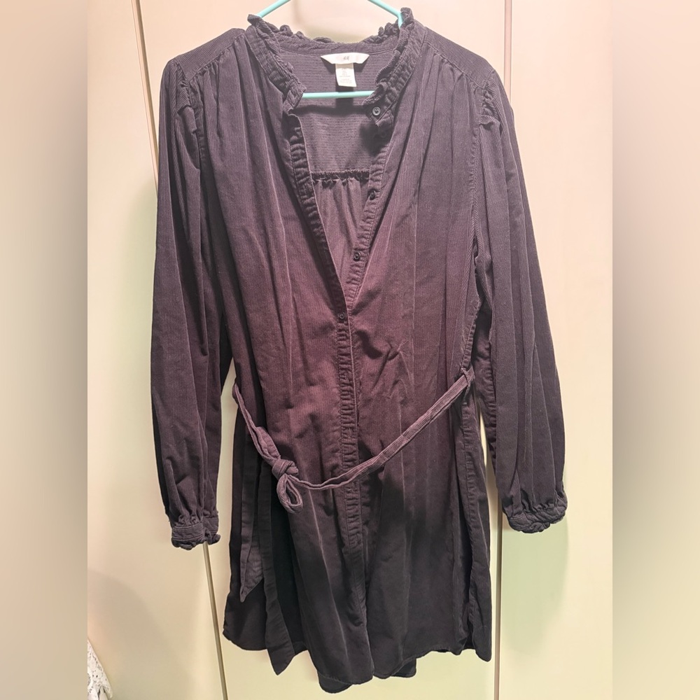 H&M Charcoal Ruffle Trim dress L